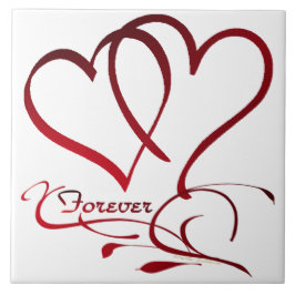 Forever Hearts Red op White Tegeltje