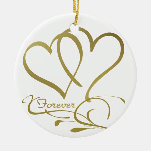 Forever Hecht Goud editable achtergrondkleuren Keramisch Ornament (Voorkant)