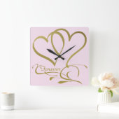 Forever Hecht Goud editable achtergrondkleuren Vierkante Klok (Huis)