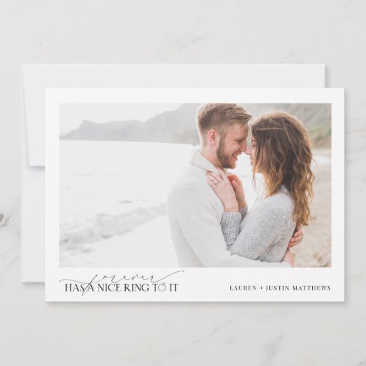 Forever heeft een mooie ring elegante 2 foto bruil aankondiging (Voorkant)