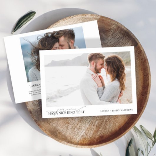 Forever heeft een mooie ring elegante 2 foto bruil aankondiging