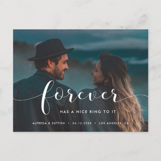 Forever heeft er een mooie ring aan Foto Aankondigingskaart (Voorkant)