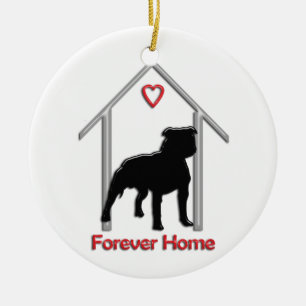 Forever Home Black Pitbull Logo Keramisch Ornament