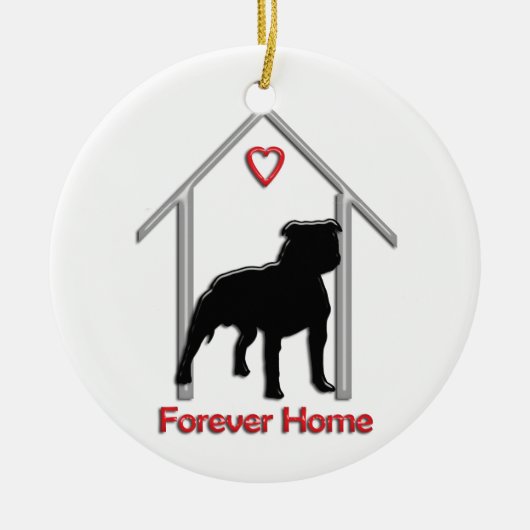 Forever Home Black Pitbull Logo Keramisch Ornament (Voorkant)