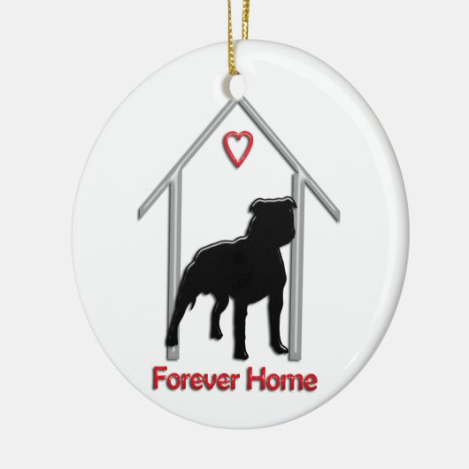 Forever Home Black Pitbull Logo Keramisch Ornament (Links)