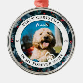 Forever Home Hond's Eerste Kerstdag Metalen Ornament (Voorkant)