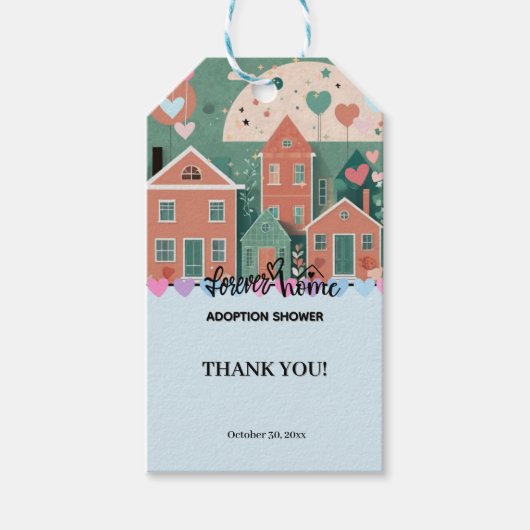 Forever Home Pastel Hearts Adoptie Foster Shower Cadeaulabel (Voorkant)
