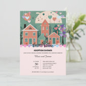 Forever Home Pastel Hearts Adoptie Foster Shower Kaart (Staand voorkant)