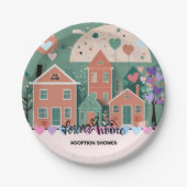 Forever Home Pastel Hearts Adoptie Foster Shower Papieren Bordje (Voorkant)