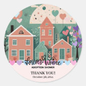 Forever Home Pastel Hearts Adoptie Foster Shower Ronde Sticker (Voorkant)