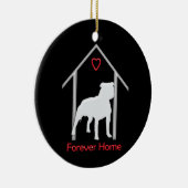 Forever Home White Pitbull Logo Keramisch Ornament (Rechts)