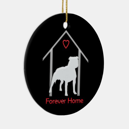 Forever Home White Pitbull Logo Keramisch Ornament (Rechts)