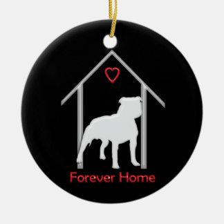 Forever Home White Pitbull Logo Keramisch Ornament