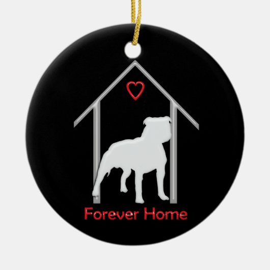 Forever Home White Pitbull Logo Keramisch Ornament (Voorkant)