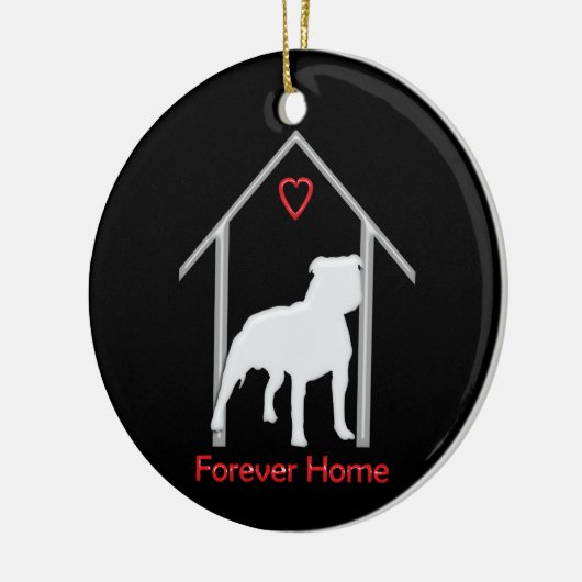 Forever Home White Pitbull Logo Keramisch Ornament (Links)