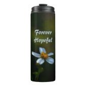 Forever Hopeful White Daisy on Dark Green Thermosbeker (Voorkant)