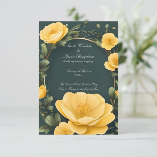 Forever in Bloom Buttercup Huwelijksuitnodiging (Staand voorkant)