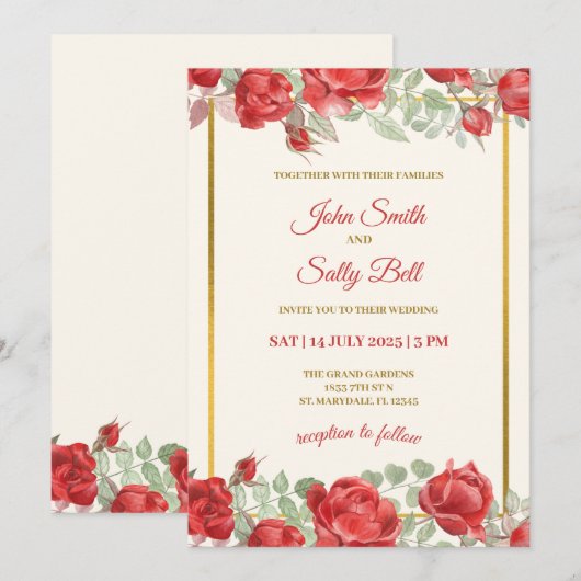 Forever in Bloom: een romantische huwelijksuitnodi Kaart (Voorkant / Achterkant)