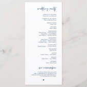 Forever in liefde, Modern Navy Blue Wedding Progra Programmakaart (Achterkant)