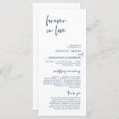 Forever in liefde, Modern Navy Blue Wedding Progra Programmakaart (Voorkant / Achterkant)
