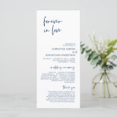 Forever in liefde, Modern Navy Blue Wedding Progra Programmakaart (Staand voorkant)