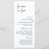Forever in liefde, Modern Navy Blue Wedding Progra Programmakaart (Voorkant)