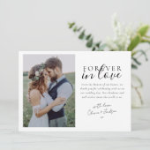 Forever In Love Calligraphy Trouwfoto Bedankkaart (Staand voorkant)