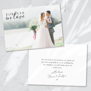 Forever In Love Calligraphy Trouwfoto Bedankkaart