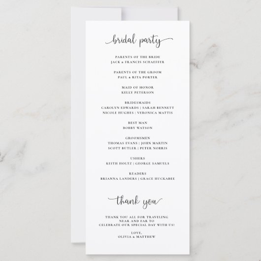 Forever in Love Minimalist Wedding Programme (Achterkant)