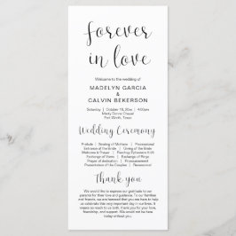 Forever in Love, Modern Wedding Ceremony Program Programmakaart