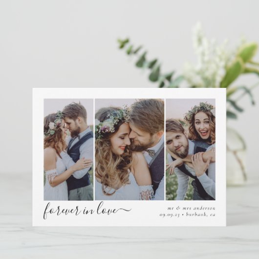 Forever In Love Script Triptiek Fotobruiloft Bedankkaart (Staand voorkant)