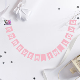 Forever in Love Simple Pink Wedding Vlaggetjes