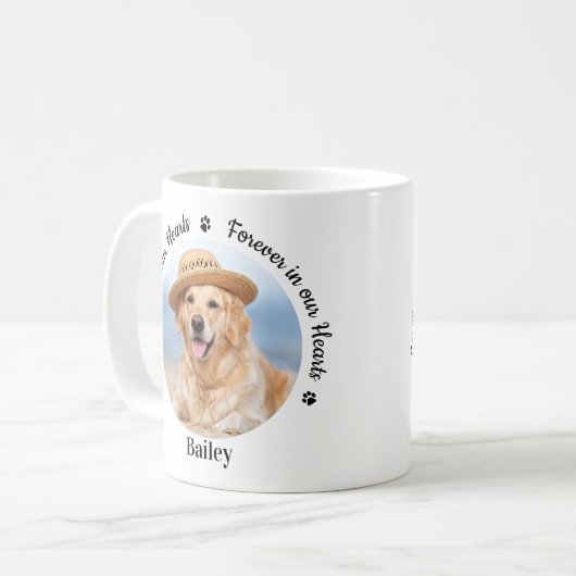 Forever in ons hart Aangepast 2 Fotofoto Pet Memor Koffiemok (Voorkant links)