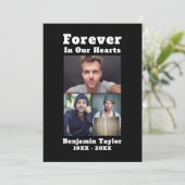 Forever in ons hart Aangepast 3 Foto zwart wit Bedankkaart (Staand voorkant)