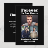 Forever in ons hart Aangepast 3 Foto zwart wit Bedankkaart (Voorkant / Achterkant)