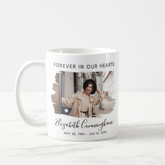 Forever in ons hart Aangepaste foto Memorial Koffiemok (Links)