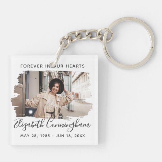 Forever in ons hart Aangepaste foto Memorial Sleutelhanger (Achterkant)