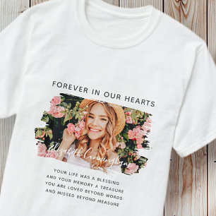 Forever in ons hart Aangepaste foto Memorial T-shirt