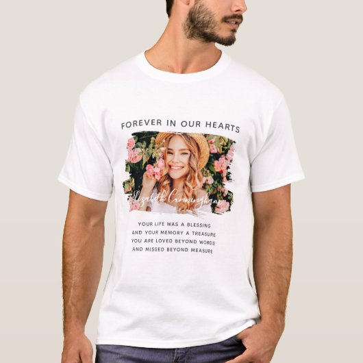 Forever in ons hart Aangepaste foto Memorial T-shirt (Voorkant)