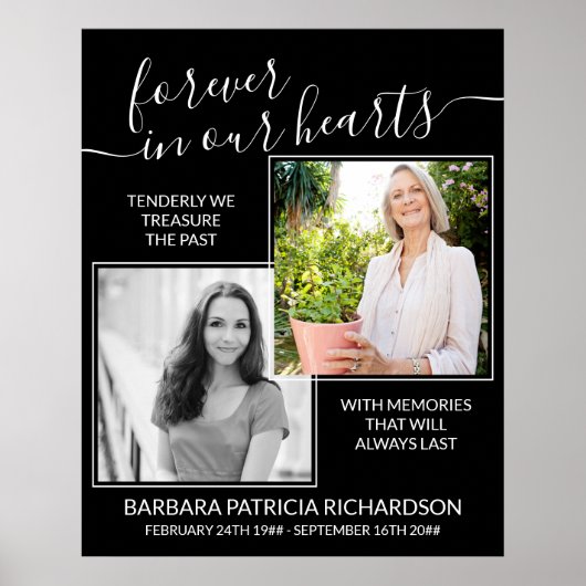 Forever in ons hart Aangepaste Memorial Verse Foto Poster (Voorkant)