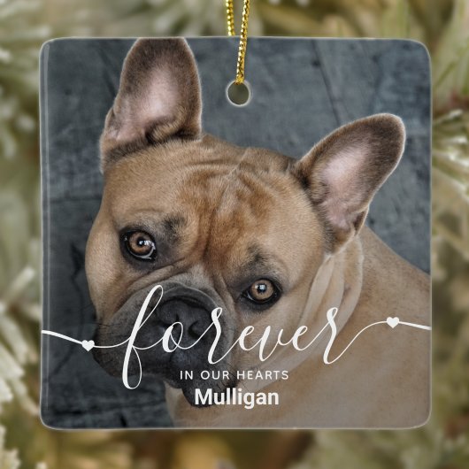 Forever in ons hart Black Dog Foto Pet Memorial Keramisch Ornament