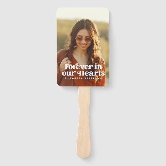 Forever in ons hart Eenvoudige foto Memorial Handwaaier (Voorkant)