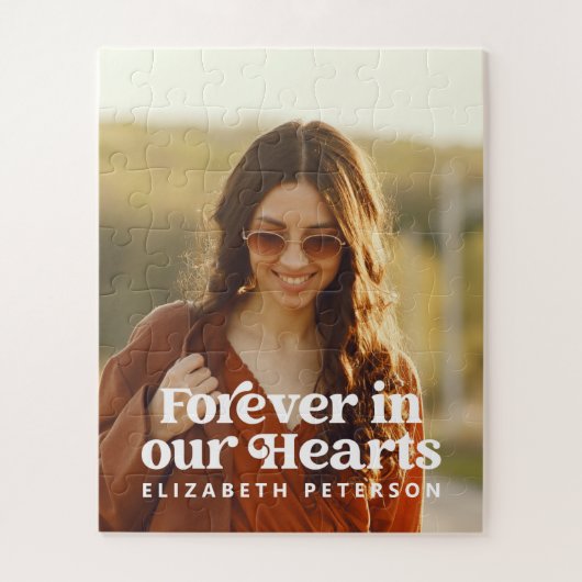Forever in ons hart Eenvoudige foto Memorial Legpuzzel (Verticaal)
