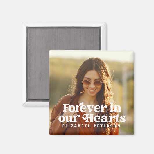 Forever in ons hart Eenvoudige foto Memorial Magneet (Voorkant / Achterkant)