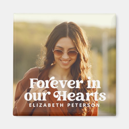 Forever in ons hart Eenvoudige foto Memorial Magneet (Voorkant)