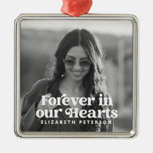 Forever in ons hart Eenvoudige foto Memorial Metalen Ornament
