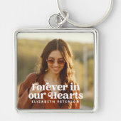 Forever in ons hart Eenvoudige foto Memorial Sleutelhanger (Voorkant)