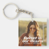 Forever in ons hart Eenvoudige foto Memorial Sleutelhanger (Voorkant)