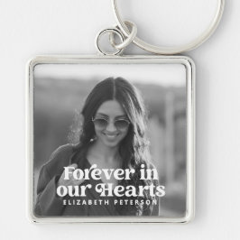 Forever in ons hart Eenvoudige foto Memorial Sleutelhanger