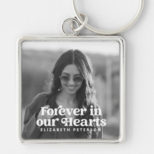 Forever in ons hart Eenvoudige foto Memorial Sleutelhanger (Voorkant)